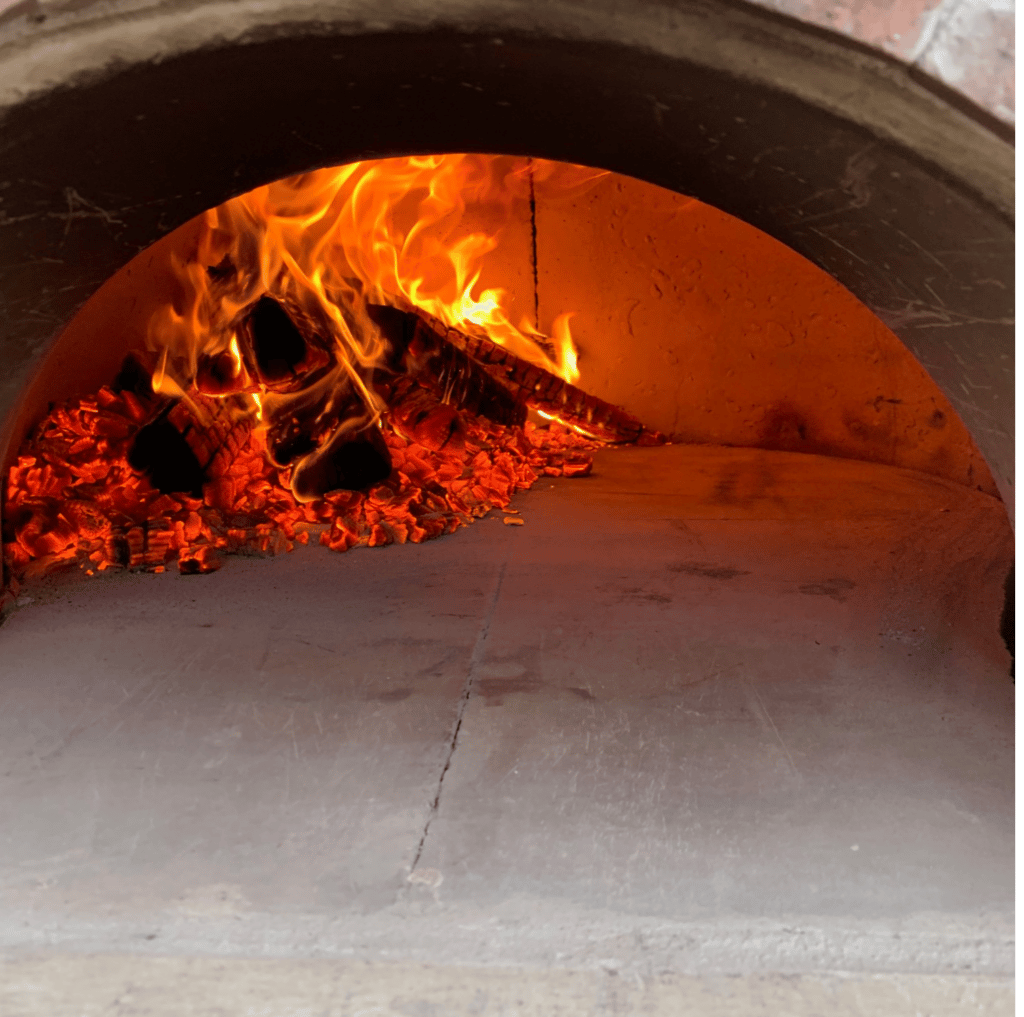 Pizza oven fire.