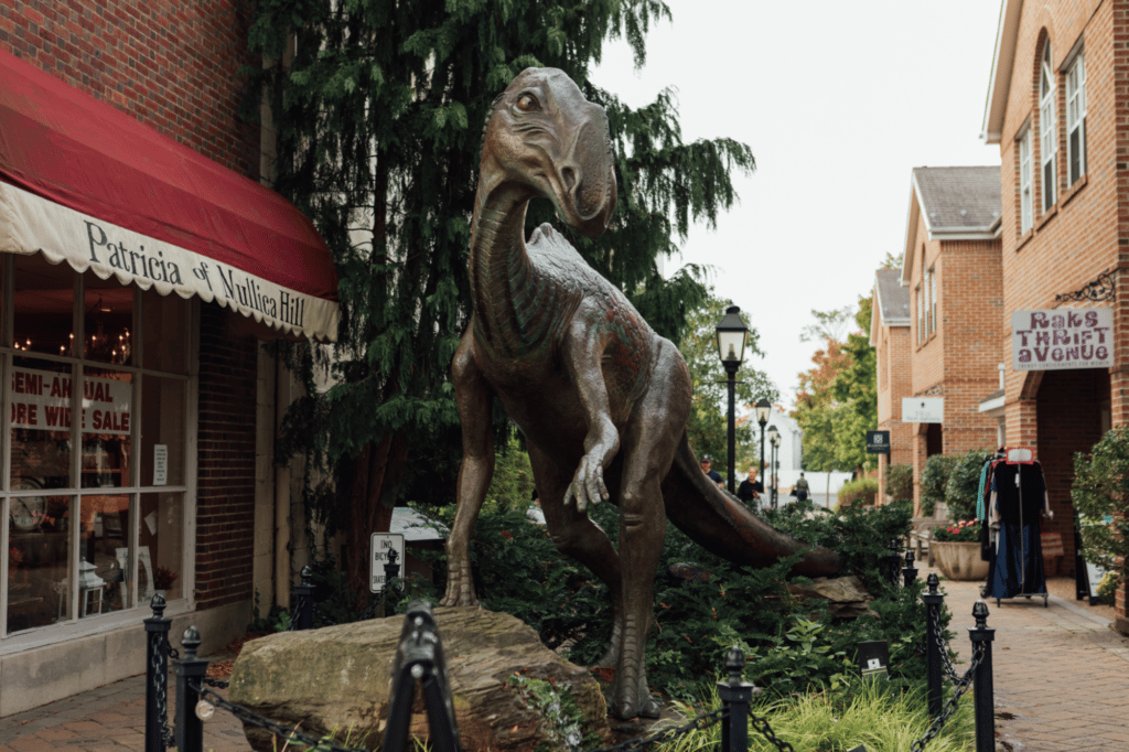 Haddon dinosaur statue.